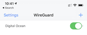 A screenshot of the iOS WireGuard client showing it connected to our VPN