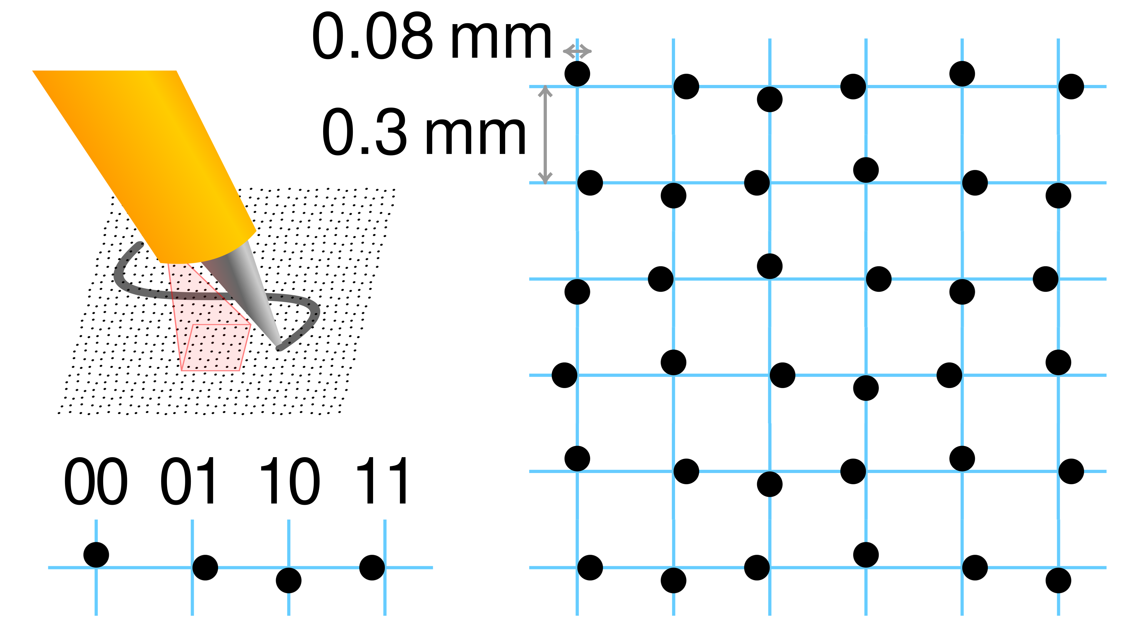 A diagram of the dots showing variation in the North, East, South and West directions.