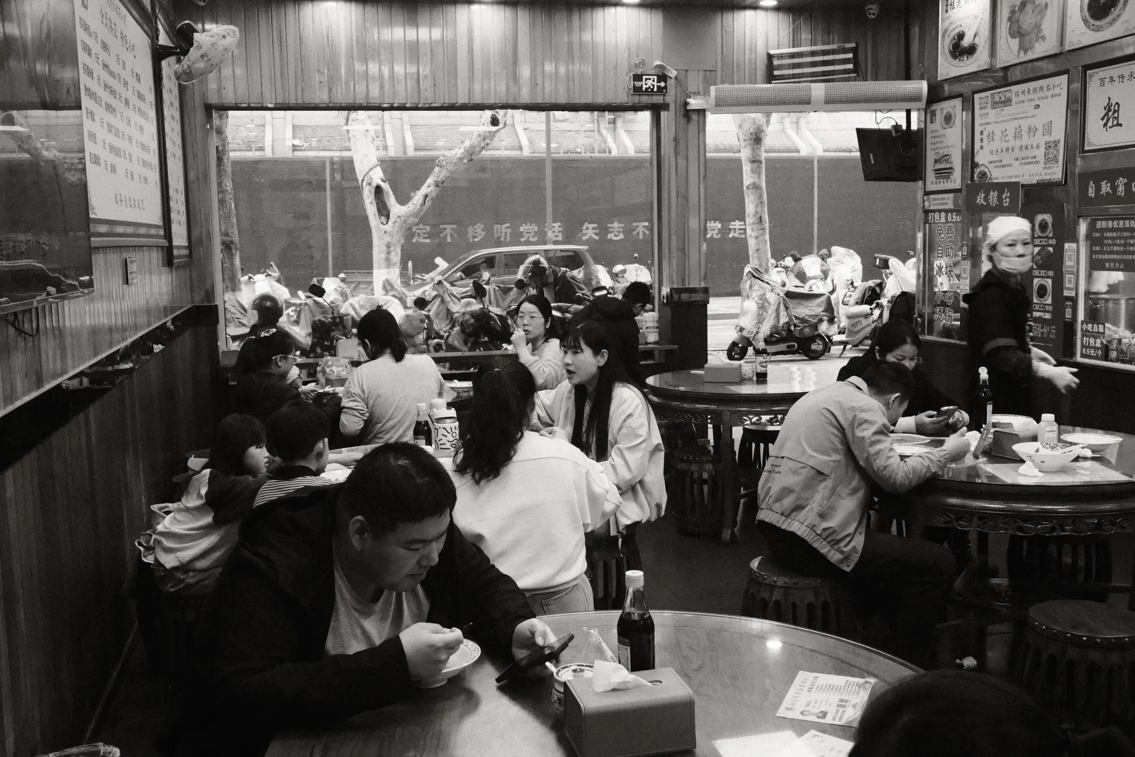 families enjoy a local breakfast spot